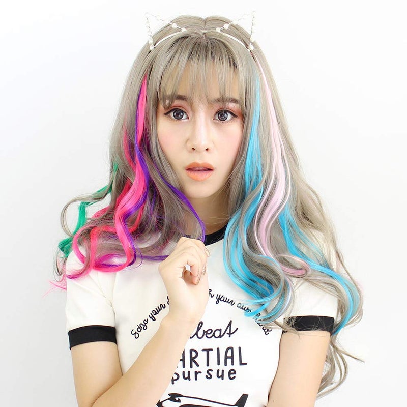 SOTOGO 30 Pieces Clip in Hair Extensions Colorful Curly Hair Extensions Hair Streak Party Highlights Hairpieces for Women Girls(30 Colors, 22 Inches) - Image 5